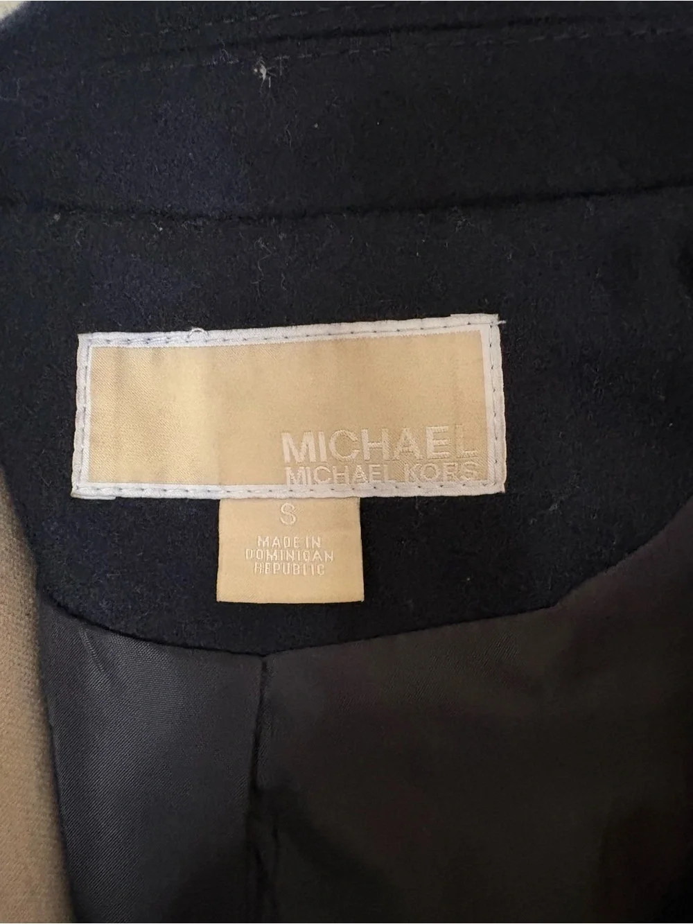 Michael Kors Classic Double-Breasted Skirted Wool Peacoat in Navy Size Small